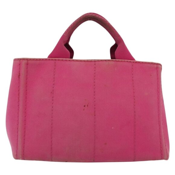 PRADA Canapa PM Hand Bag Canvas Pink Gold Auth bs28699 - Picture 3 of 16